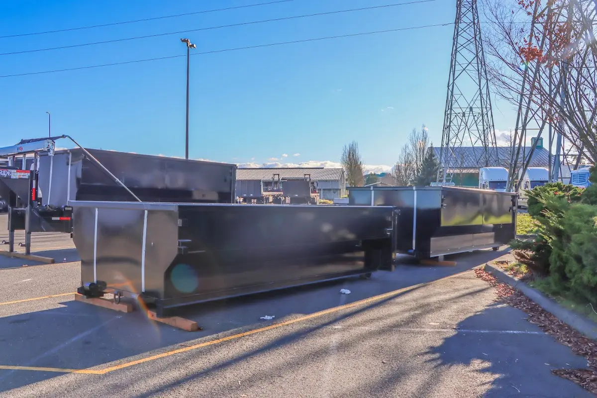 Roll-off dumpster ready for waste disposal at job site for Estate Cleanout Dumpster Rental in North Little Rock